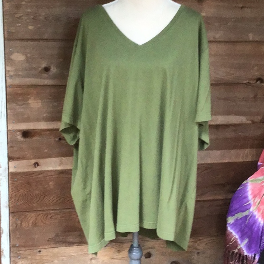 Woman Within Green V Neck T Shirt Sz 6X